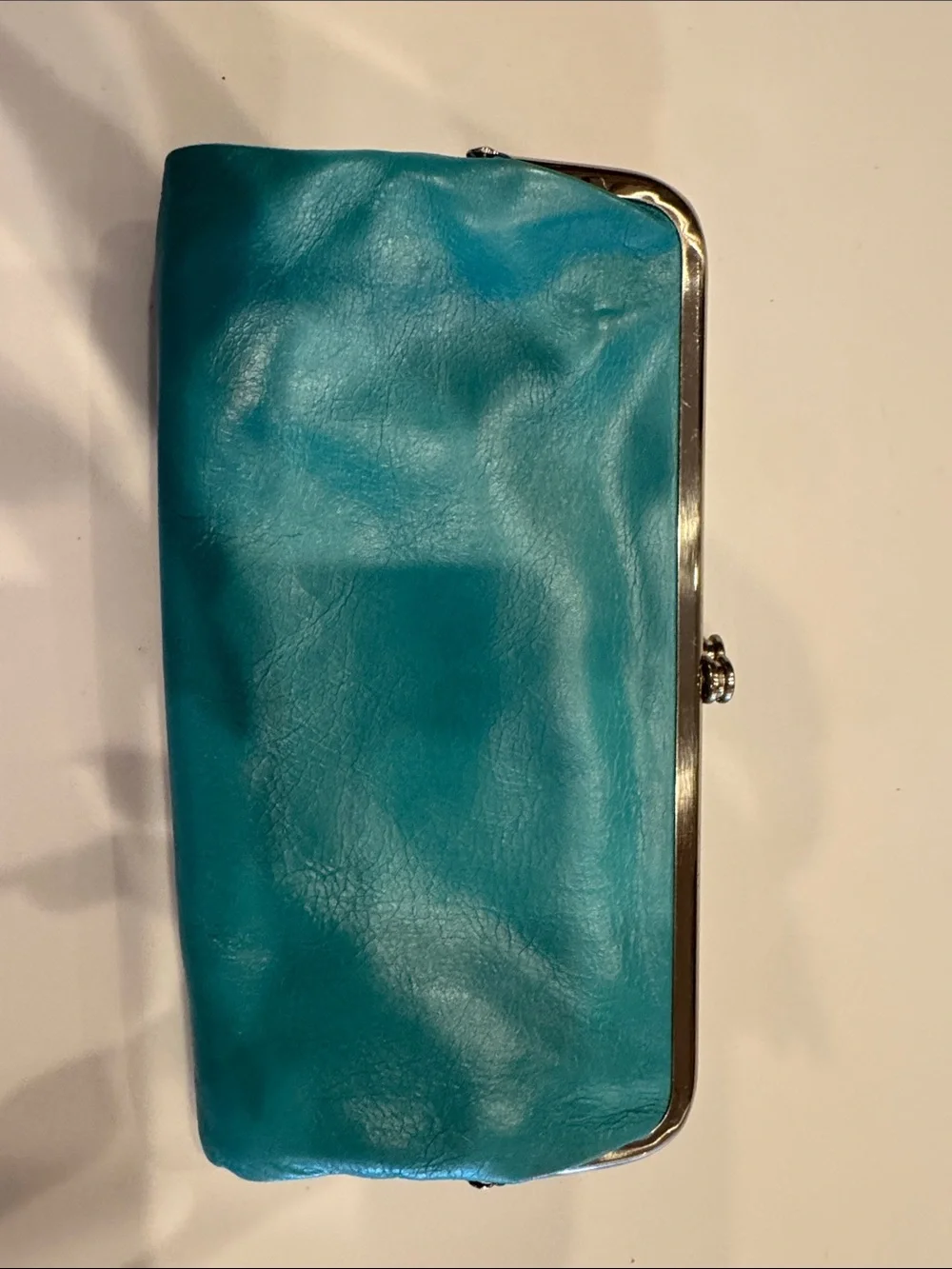 HOBO Turquoise Leather Frame Clutch